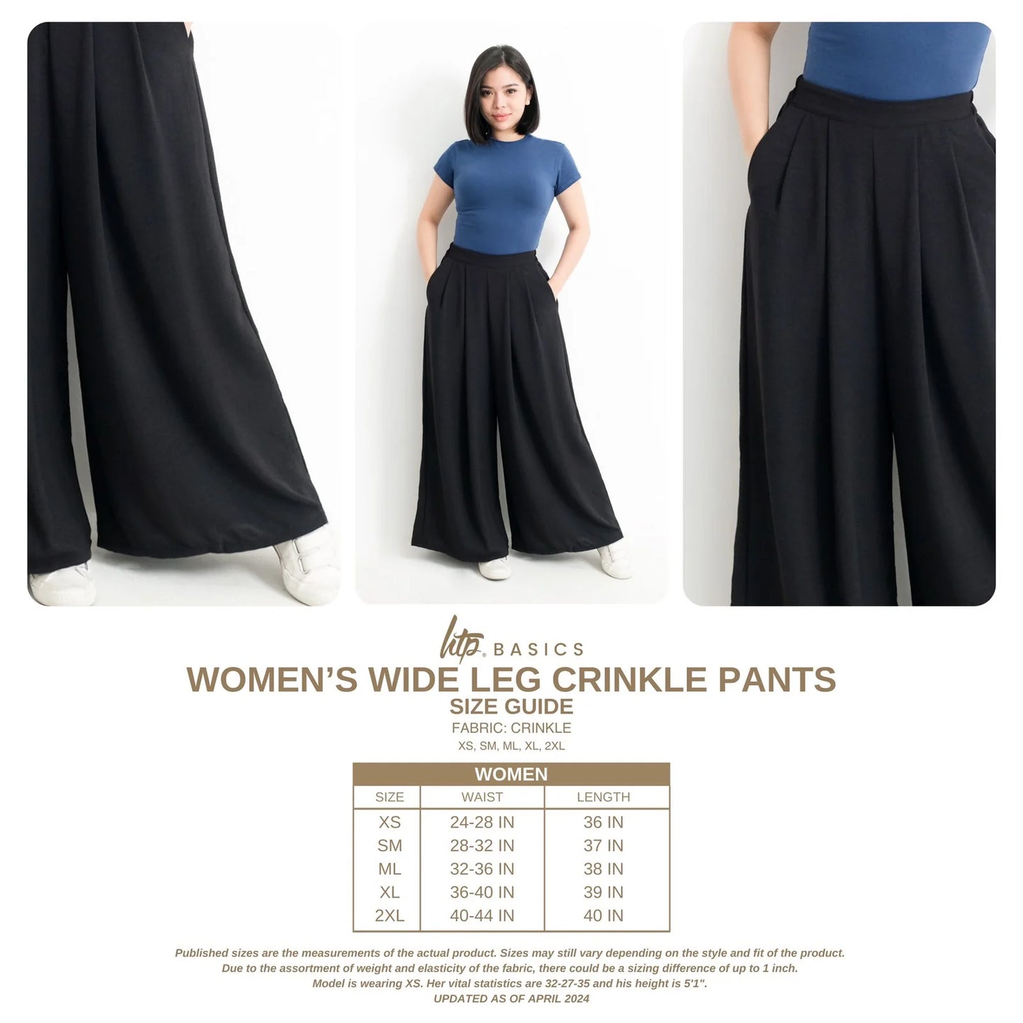 Wide Leg Crinkle Pants